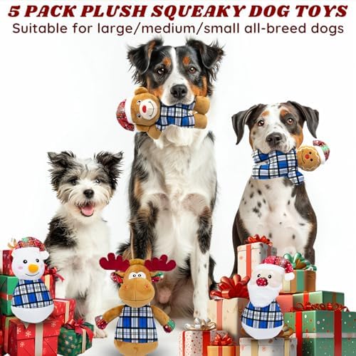 Christmas Dog Toys Set of 5pack Stuffed Gift for Puppy - Image 4