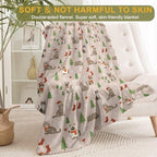 Cat Christmas Decorative Throw Blanket, Cute Kitten Tree Sock Snowflake Print Decoration, Soft Flannel Winter Blankets for Couch Bed Sofa, Holiday Home Decor, Xmas Festival Gifts 40x50 Inch - Image 2