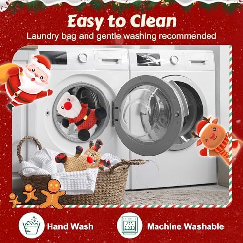 Newget 2Pcs Christmas Squeaky Dog Toys, Plush Dog Toys with Crinkle Paper - Image 5