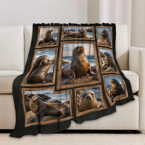 Sea Lion Blanket, Marine Animal Throw Gift for Girls Boys 50"X40" - Image 6