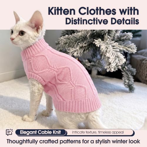 IECOii Cat Sweater for Cats, Warm Knit Kitten Clothes for Fall Winter, XS-L - Image 6