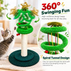 Christmas Tree Cat Scratcher with 8 Interactive Toys, Multi-Level Cat Tower - Image 5