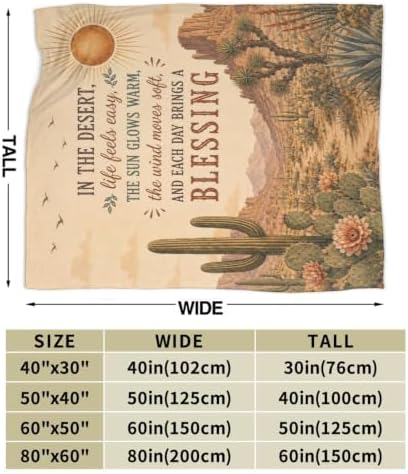 Desert Cactus Blanket Western Inspirational Throw Gifts 50"x40" - Image 3