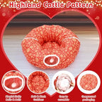 Snowflake Cat Tunnel Bed Under Christmas Tree 36'' Kitten Circle Donut Tunnel Skirt with Ball Mat Decorative Xmas Folding Home Kitty Guard Tube Holiday Party Indoor Pet(Red Gold) - Image 3