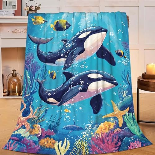 Whale Throw Blanket Ocean Whale Stuff Gifts for Kids Girls Boys Adults Women Man Soft Cozy Warm Plush Fluffy Fuzzy Fleece Blanket Decor 40''X50'' by Fuzawet