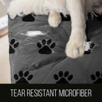 Sofa Shield® Couch Slip Covers for Dogs, Reversible Furniture Protector with Strap, Stain and Tear Resistant Cushion Cover, 78 inch Seat, Machine Washable Slipcover Pets, Cats, Paw Gray Black