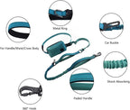 Hands Free Dog Leash for Large Medium Dogs Heavy Duty Bungee Reflective Adjustable Waist Leashes for Walking Running with Zipper Pouch 6-9FT (Green with 6-9FT)