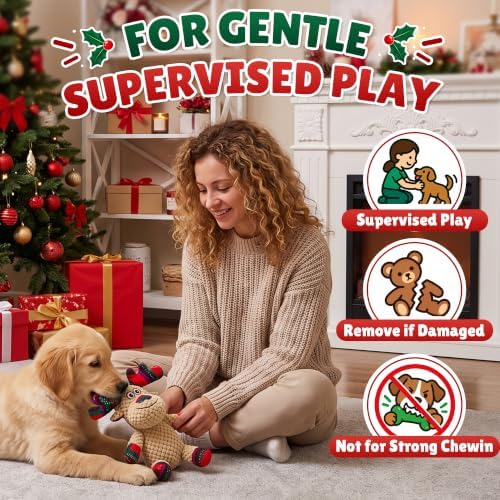 Christmas Dog Toys, Interactive Plush Reindeer Squeaky Toy for Dogs - Image 4