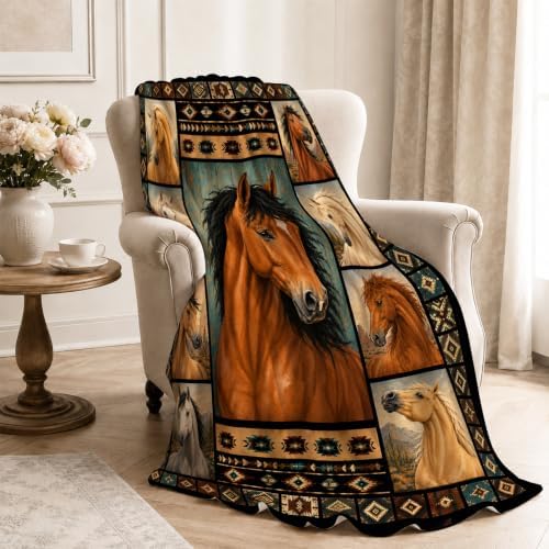 Horse Throw Blanket Horse Stuff Gifts for Kids Girls Boys Adults Women Men Soft Cozy Warm Plush Fluffy Fuzzy Fleece Blanket Decor 40''X50'' - Image 4