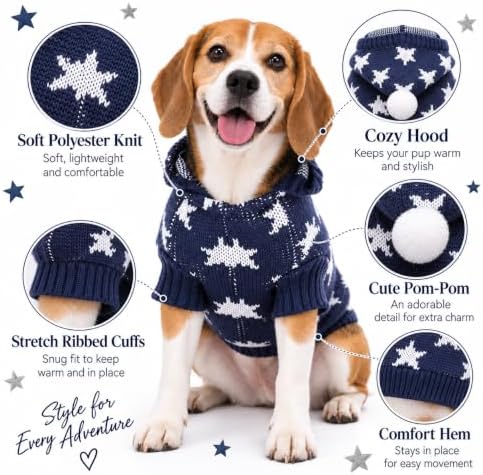 Dog Sweater for Medium Dogs Girl Boy Winter, Dog Clothes, Blue, XL - Image 4