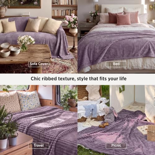 Bedsure Full Size Fleece Blankets for Bed Light Purple 84"x90" - Image 4