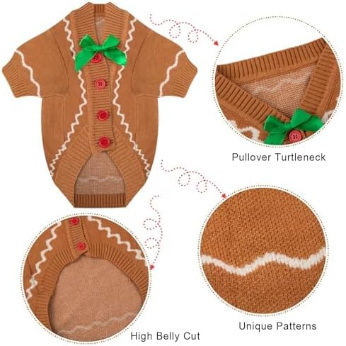 Dog Christmas Sweater Red Plaid Cardigans Dog Christmas Outfit Soft Warm Knitted Pet Clothes Cold Weather Puppy Clothes for Small Medium Large Dogs Cats - Image 5