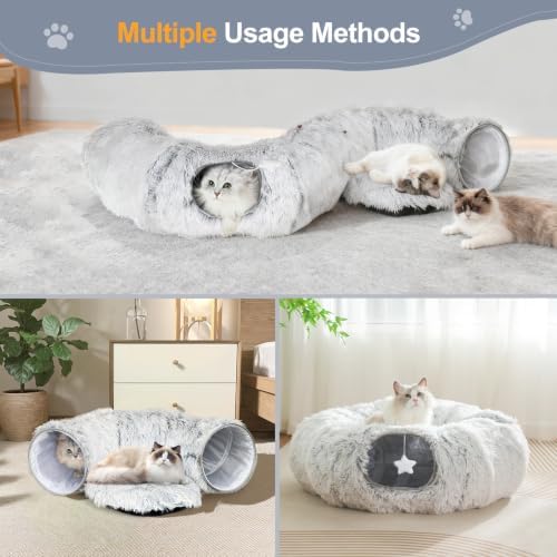 Cat Tunnel Bed for Indoor Cats, Zipper-Style Warm Soft Cat Donut Tunnel Toy - Image 2