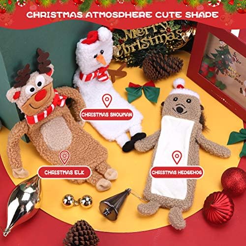 SCENEREAL Stuffless Christmas Squeaky Dog Toys for Small Medium Large Dogs, Plush Tough Pet Chew Toy, Durable No Stuffed Puppy Teething Toys for Boredom and Stimulating (Elk & Hedgehog & Snowman) - Image 5