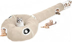 Ownpets 2-in-1 Cat Tunnel Large Lollipop Collapsible Cave Plush,12"D, Beige | Foldable Tunnel Bed, Fluffy Ball, Multi-Exit Maze, For Cats Kittens Puppies Rabbits, Soft Plush, Easy Store, Cozy Hiding Spot