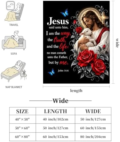Christian Jesus Throw Blanket John Bible Verse Faith Gifts 60''X80'' - Image 6