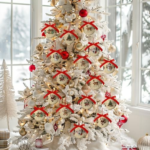 Vintage Christmas Decor 16Pcs - Vintage Christmas Ornaments Tree Decorations Hanging Balls, Classic Decorations Ball 2.36 Inch for Xmas Tree Party Home Holiday - Image 6