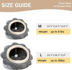 Cat Beds for Indoor Cats - Sun Flower Shaped Cute Cat Cave Bed,Gray L | Super Soft Plush Calming cat Tent house for Kitten&Puppy with Toy,Machine Washable&Thick and Removable Sushion,cat Hideaway