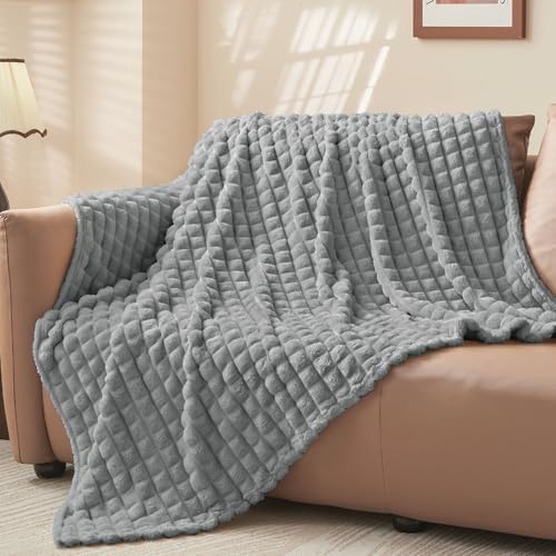 BEDELITE Grey Fleece Twin Blanket for Couch Dorm Room Decor, 60x80 Inch - Image 2