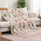 Berkshire Blanket Peanuts® VelvetLoft® Cute Character Snoopy Plush Blanket, Snoopy Best Christmas Icons Opened Up Large Neutral(60in x 70in) - Image 5