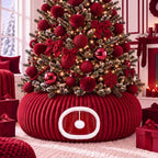 Christmas Tree Cat Tunnel 36 in Donut Bed, Red, Flannel, Corduroy by SilTriangle