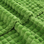 Puncuntex Fleece Throw Blanket Apple Green 60"×80" with Square Grid Design - Image 6