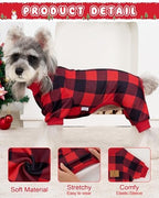 XPUDAC Christmas Dog Pajamas for Small Dogs Puppy Clothes Pjs, Plaid Medium - Image 3