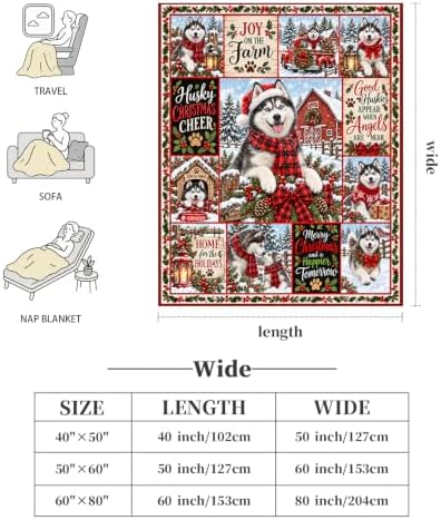 Husky Christmas Throw Blanket Snowy Farm Dog Holiday Gifts 50''x60'' - Image 6