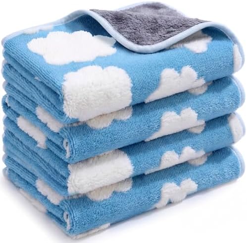 Reginary 4 Pcs Guinea Pig Fleece Cage Liners, White Clouds, 24 x 16 Inch by Reginary