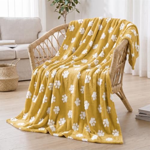 Horaldaily Ginger Yellow Dog Paw Shape 3D Textured Throw Blanket 50x60 - Image 2