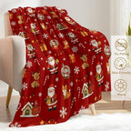 Christmas Cartoon Decorative Throw Blanket, Reindeer Fox Candy Cane Snowflake Print Decoration, Flannel Winter Blankets for Couch Bed Sofa, Holiday Home Decor, Xmas Festival Gifts 40x50 Inch - Image 3
