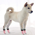PUPTECK Anti-Slip Dog Socks with Double Sides Grips for Small Medium Large Dogs Hardwood Floors Prevents Licking, Dog Shoes for Hot Pavement Traction Control Paw Protector for Senior Dogs, Pink L