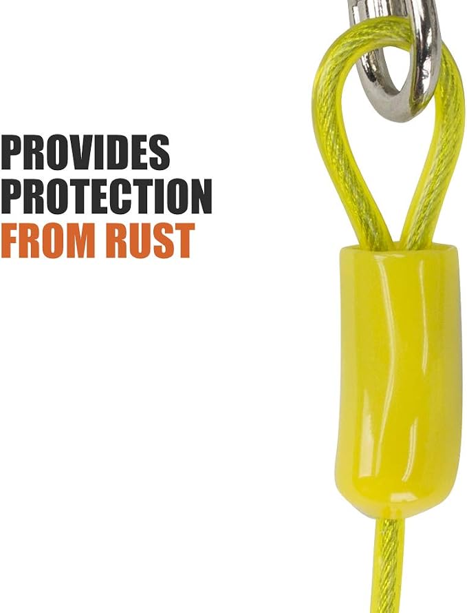 BV Dog Tie Out Cable 25 Feet - Heavy Duty Dog Lead Up to 35 Pounds - Reflective & Rust-Free with Quick Release Swivel Clips & 360° Rotating Clasp - Tangle-Free Dogs Runner for Yard (Yellow, Single)
