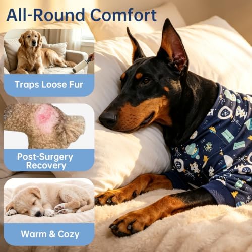 Dog Pajamas for Medium and Large Dogs, Blue Snowman, M - Image 4