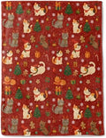 Cat Christmas Decorative Throw Blanket, Kitten Tree Gingerbread Snowflake Print Decoration, Soft Flannel Winter Blankets for Couch Bed Sofa, Holiday Home Decor, Xmas Festival Gifts 40x50 Inch by AINORI