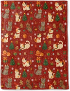 Cat Christmas Decorative Throw Blanket, Kitten Tree Gingerbread Snowflake Print Decoration, Soft Flannel Winter Blankets for Couch Bed Sofa, Holiday Home Decor, Xmas Festival Gifts 40x50 Inch by AINORI