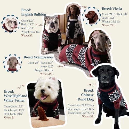 ROZKITCH Christmas Dog Sweater, Festive Knitted Pullover with Fair Isle Pattern, Cozy Winter Clothes for Large Dogs Weimaraner Grey 2XL - Image 6