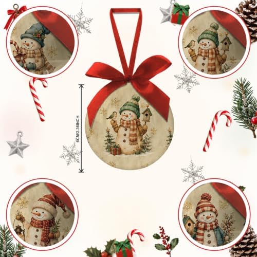 Snowman Ornaments - Snowman Christmas Decorations Ball Ornaments Tree Hanging Balls, Vintage Christmas Decorations Ball 2.36 Inch for Xmas Tree Party Home Holiday，Xmas Gifts Set of 16Pcs - Image 2