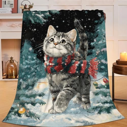 Christmas Cat Blanket Kitten Throw Stuff Gifts for Girls 80"x60" - Image 5