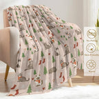 Cat Christmas Decorative Throw Blanket, Cute Kitten Tree Sock Snowflake Print Decoration, Soft Flannel Winter Blankets for Couch Bed Sofa, Holiday Home Decor, Xmas Festival Gifts 40x50 Inch - Image 3