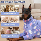 Dog Pajamas for Medium Large Dogs, Soft Stretch Four Legged Dog Onesie, Cute Printed Dog Jammies, Cozy Full Body Dog Sleepwear Clothes for Indoor Sleeping - Image 5