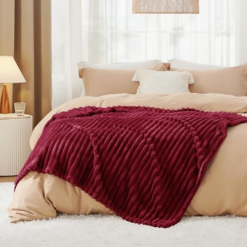 Bedsure Soft Twin XL Blanket for Bed Dorm Deep Red 66"x90" - Image 6