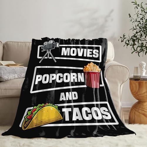 Movie Taco Popcorn Blanket for Girls Women Boys Men Adults Kids Soft Cozy Fleece Theater Cinema Film Throw Blankets Gifts Warm Flannel Plush Lightweight Decor for Couch Bed Sofa 60"X50" - Image 4