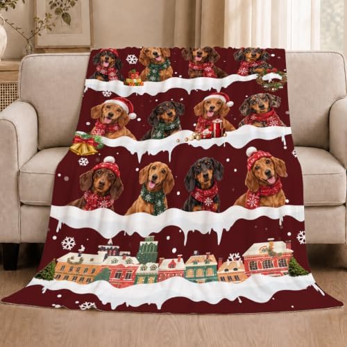 Christmas Dachshund Throw Blanket Cute Wiener Dog Gifts 40''x50'' - Image 2