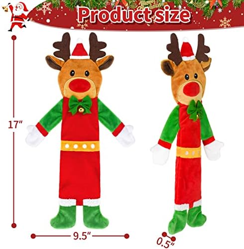 3 Pack Christmas Squeaky Dog Toys, Plush No Stuffing Toy for Dog Puppy, Durable Chew Bite Toys for Small Medium Large Dogs, Interactive Xmas Reindeer, Penguin, Bear for Aggressive Chewers - Image 2