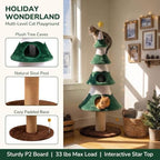 62" Cat Tower for Indoor Cats, Multi-Level Wooden Cat Tree with Sisal Scratching Posts, Cozy Cat Beds & Modern Holiday Design, Green - Image 4