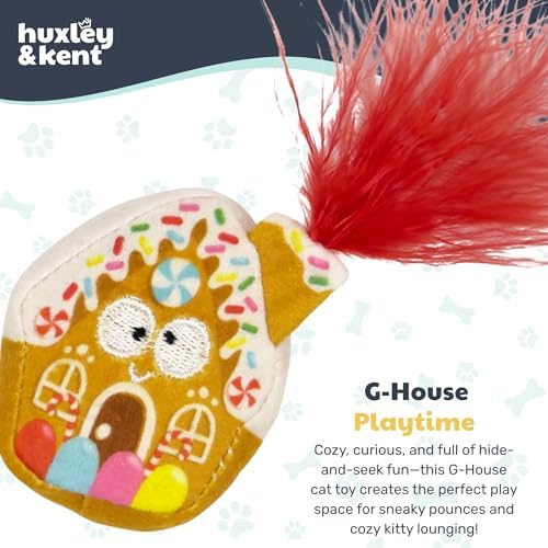 Huxley & Kent Plush Cat Toy - Holiday Christmas Interactive Catnip Toy for Cats & Kittens - Soft with Crinkle & Catnip - Fun Indoor Play - G-House - Image 2