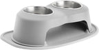 WeatherTech Double High Pet Feeding System - Elevated Dog/Cat Bowls - 6 inch High Light Grey (DHC3206LGLG)
