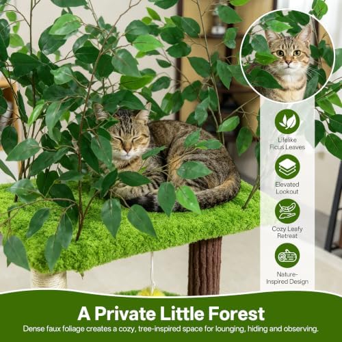 Woochpet 33.5-Inch Cat Tree with Leaves for Indoor Cats - Image 3