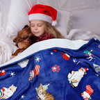 Tupmnbry Christmas Throw Blanket Christmas Cat Printed Blanket Super Soft Flannel Fleece Blankets Winter Plush Fuzzy Warm Bed Blankets Xmas Holiday Decor for Couch Bed 50"X60" - Image 4
